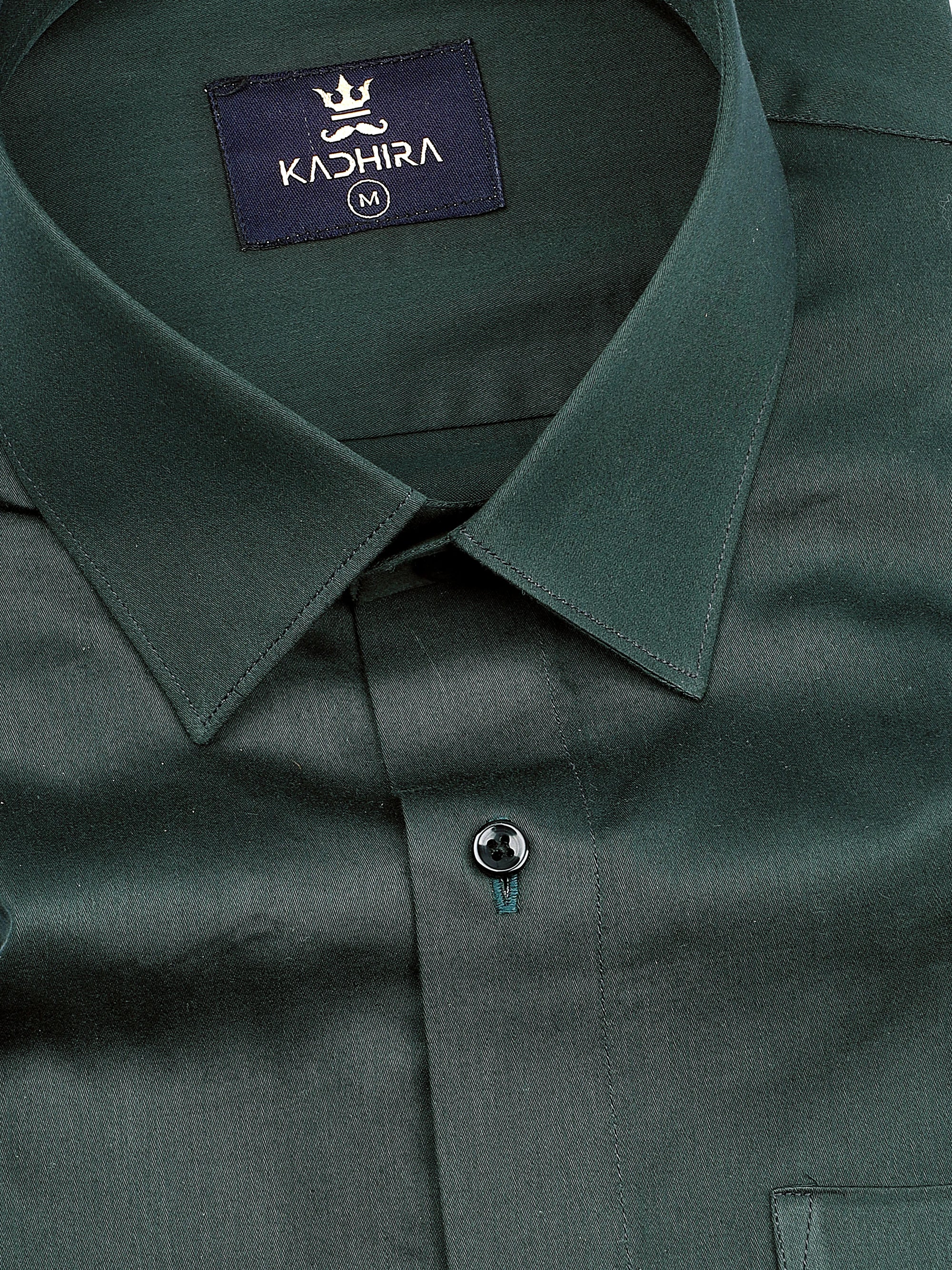 Deep Green Subtle Sheen Super Soft Premium Satin Cotton Shirt