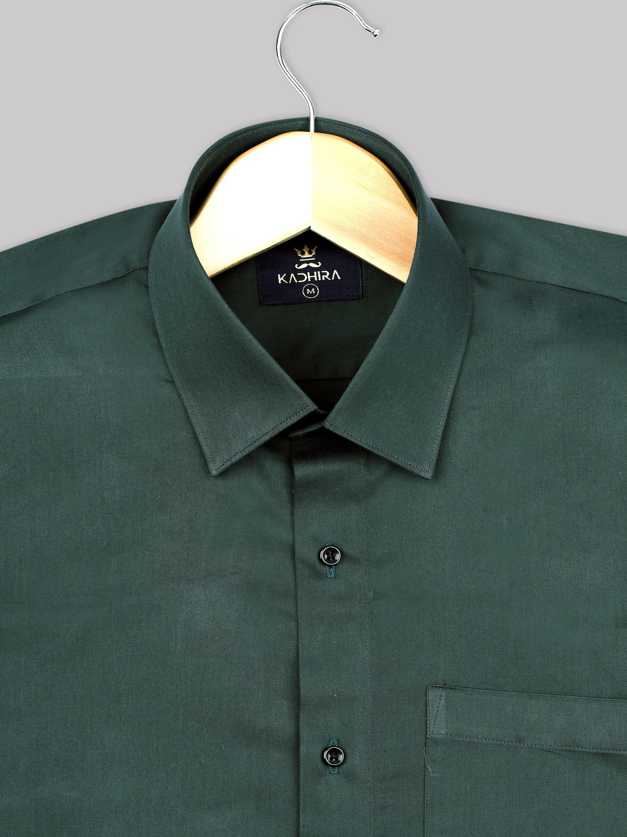 Deep Green Subtle Sheen Super Soft Premium Satin Cotton Shirt