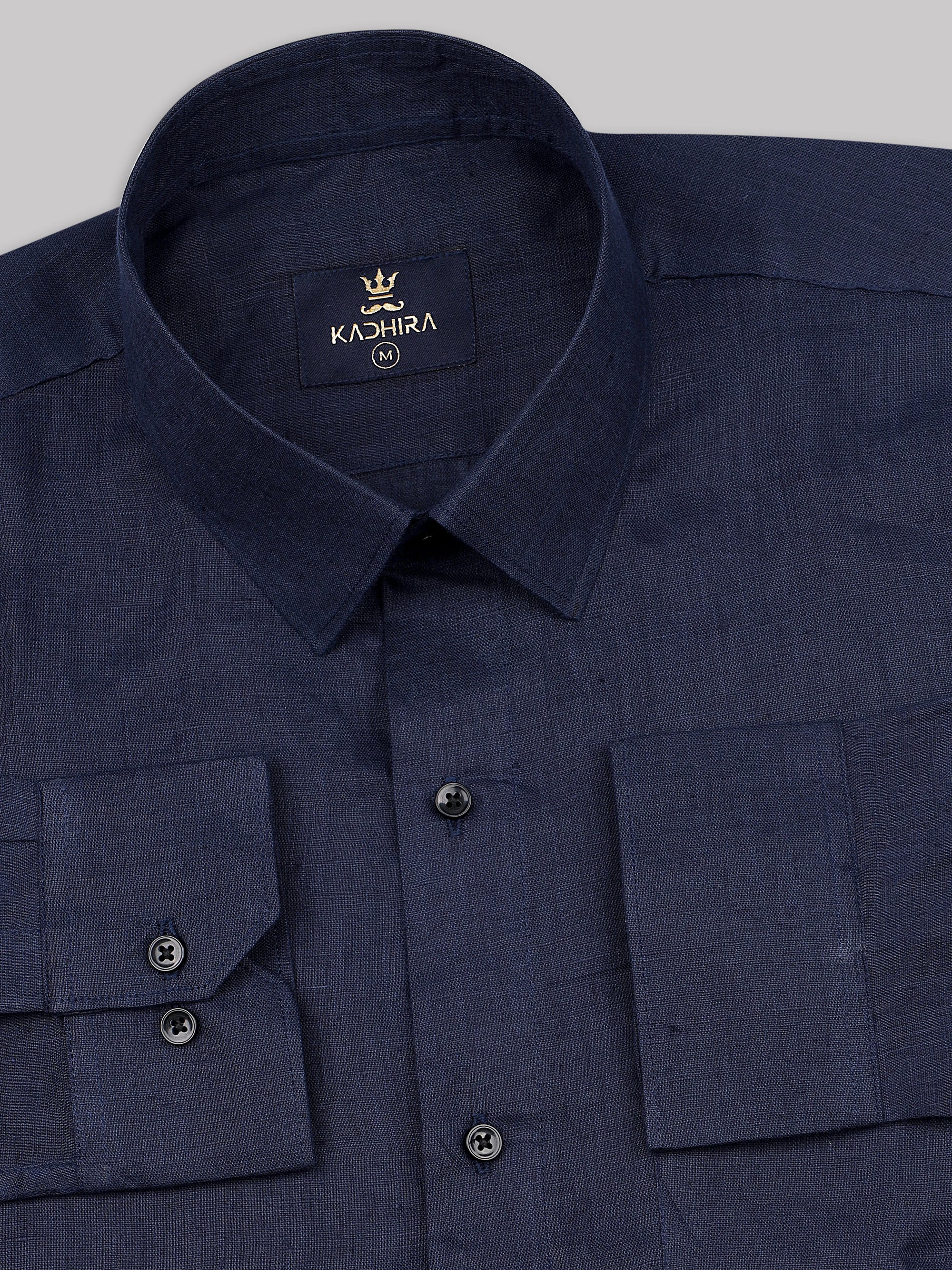 Navy Blue Super Soft Linen Shirt-[ON SALE]