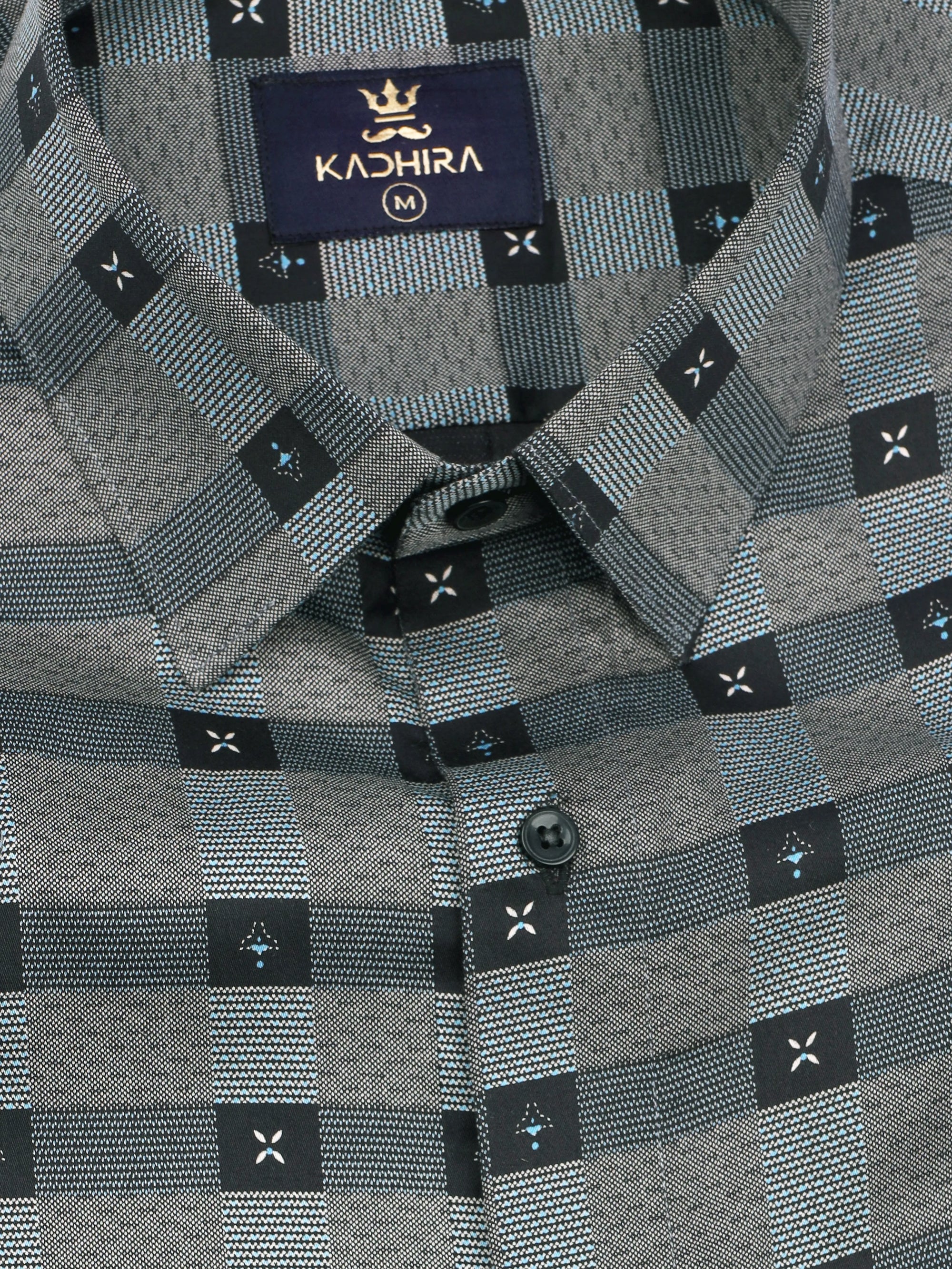 Ash Gray With Multi Pattern  Super Premium Cotton Shirt