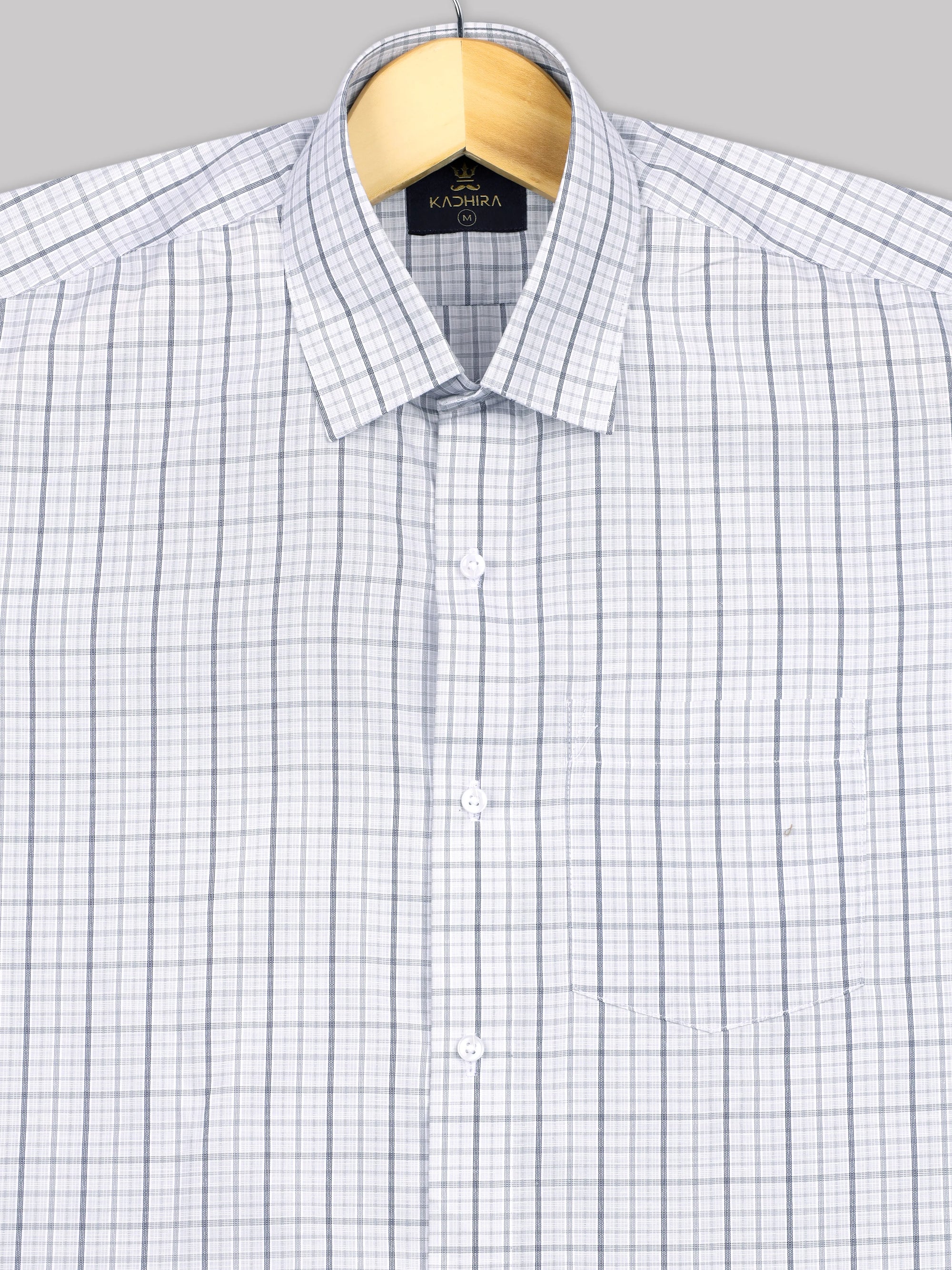 Light Gray With Black Tartan Checkered Premium Cotton Shirt