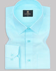 Electric Blue Dobby Textured Jacquard Cotton Shirt[ONSALE]