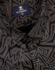 Black Olive With Coffee Celtic Knot Pattern Printed Cotton Shirt-[ONSALE]