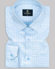 Columbia Blue  Shephered Dobby Textured Jacquard Cotton Shirt