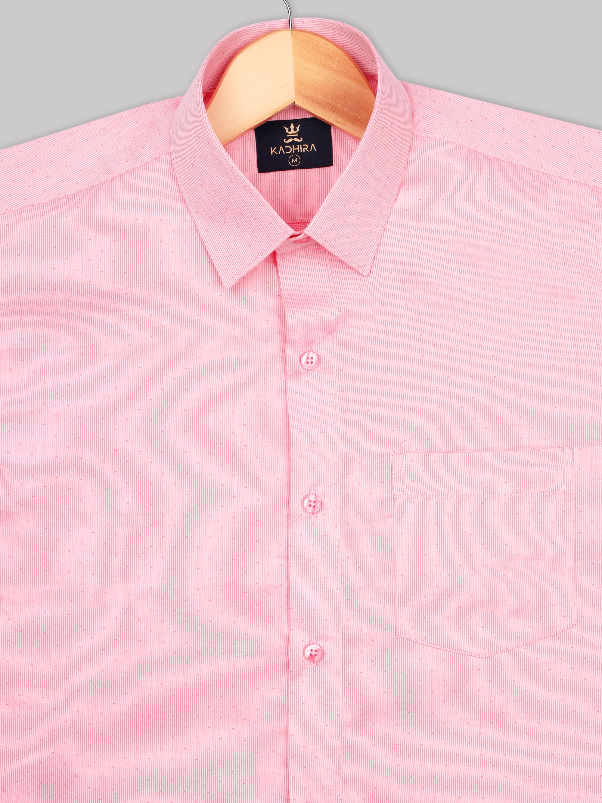 Light Pink Dobby Textured Jacquard Cotton Shirt