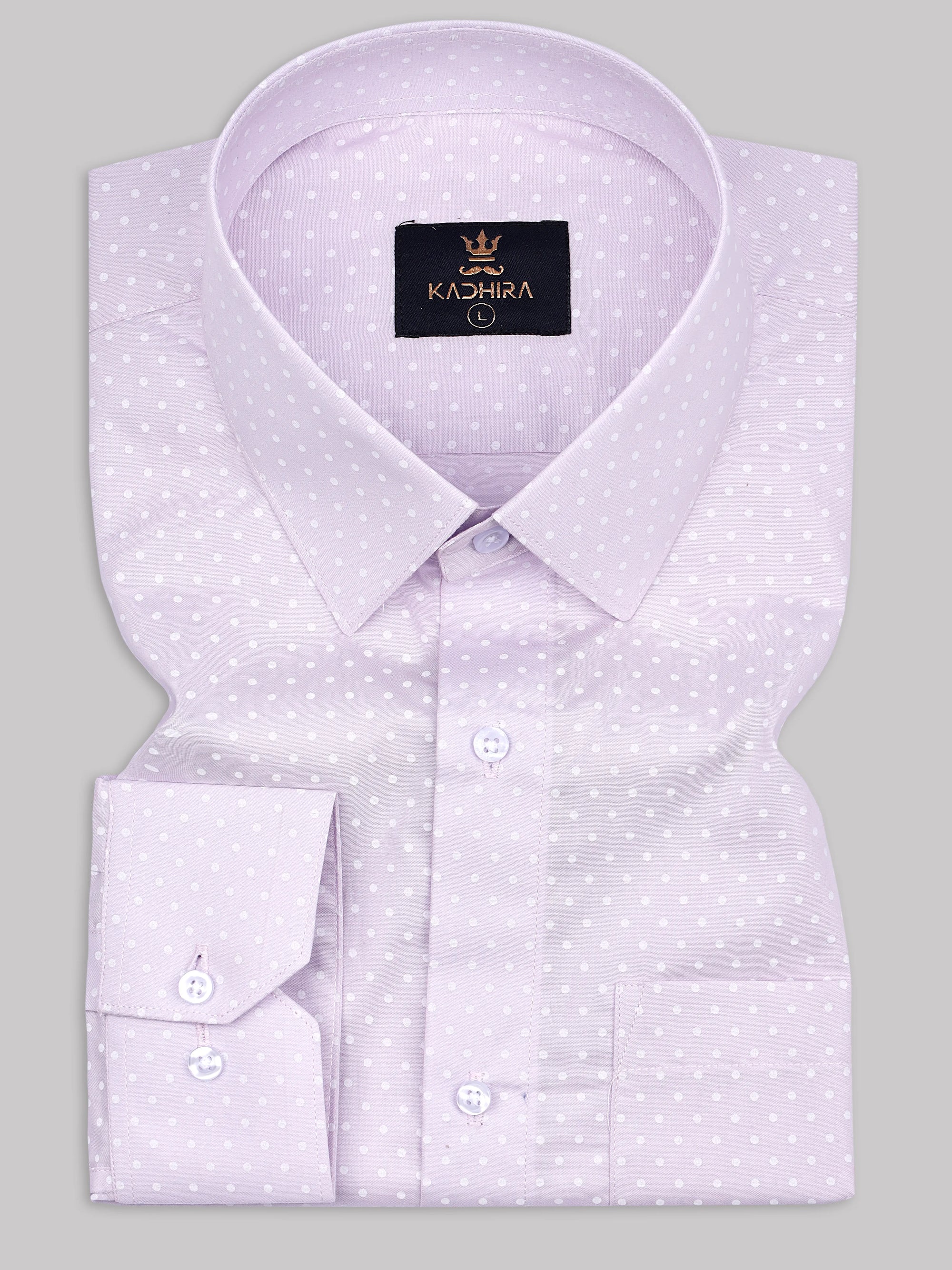 Cream Pink Dotted Swiss Printed Super Premium Cotton Shirt-[ON SALE]