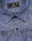 Denim Blue With Slate Grey Water Color Printed Premium Cotton Shirt[ONSALE]