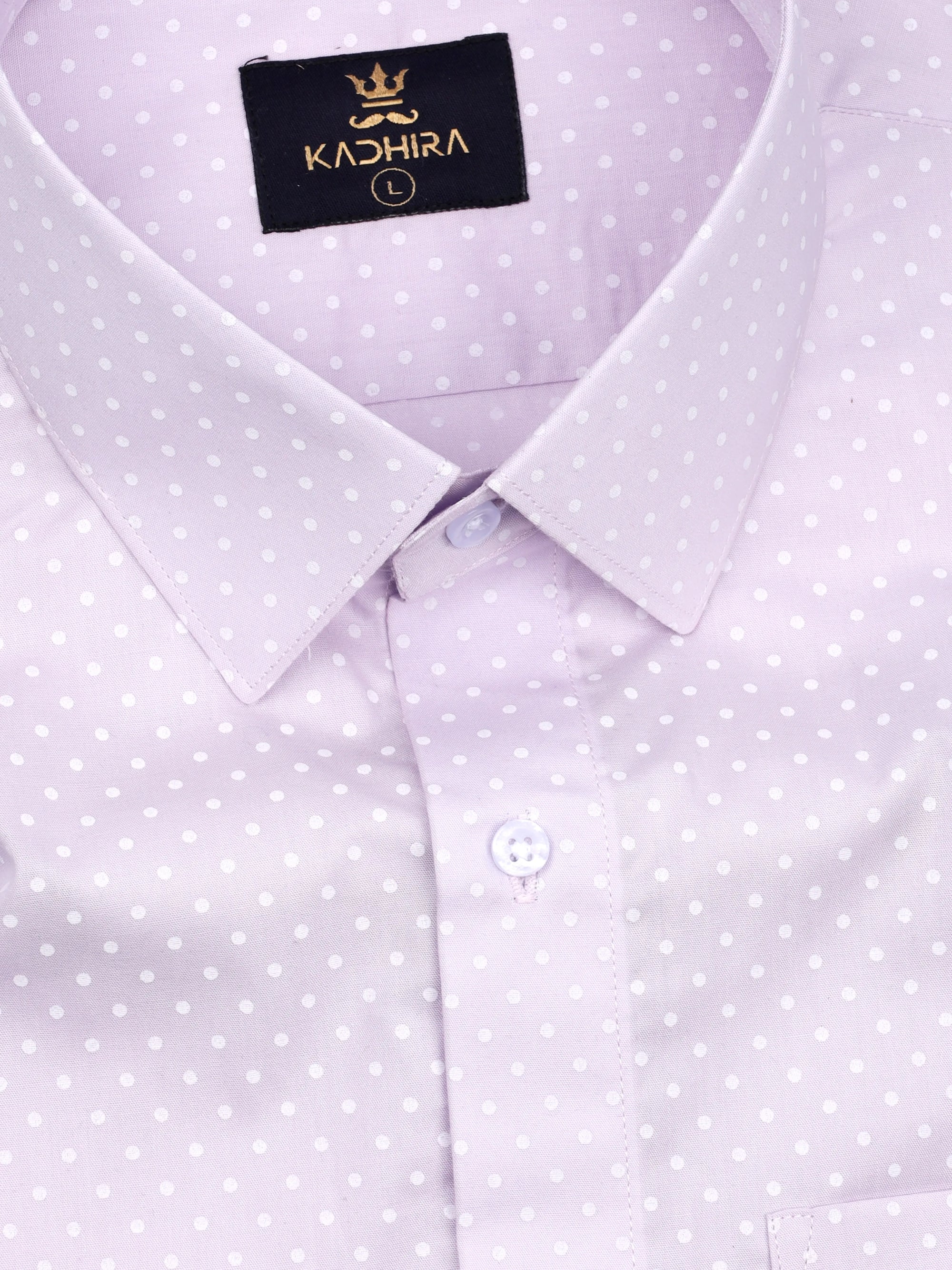 Cream Pink Dotted Swiss Printed Super Premium Cotton Shirt-[ON SALE]