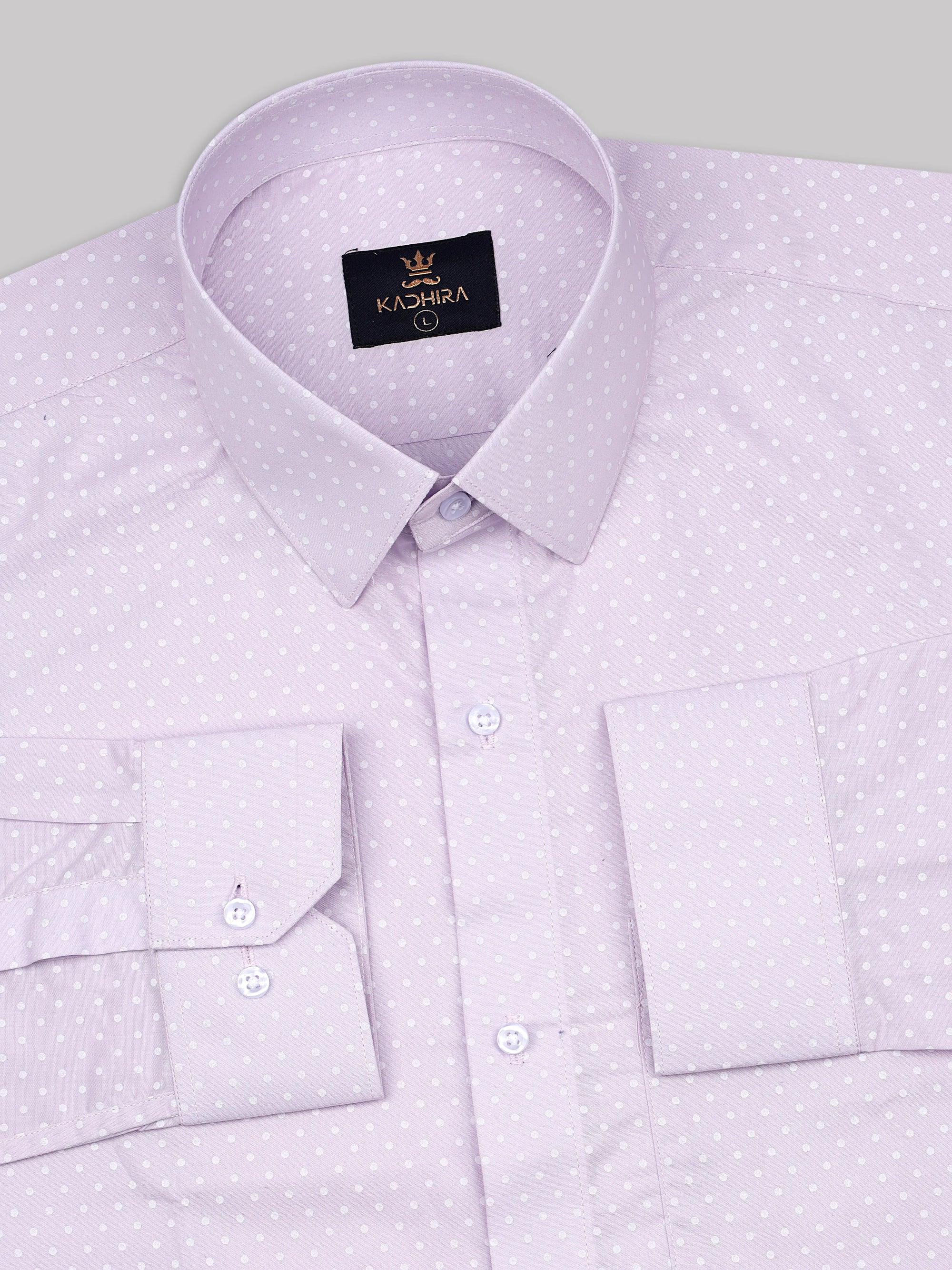 Cream Pink Dotted Swiss Printed Super Premium Cotton Shirt-[ON SALE]