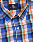 Violet Blue With Multicolored Checks Premium Cotton Shirt