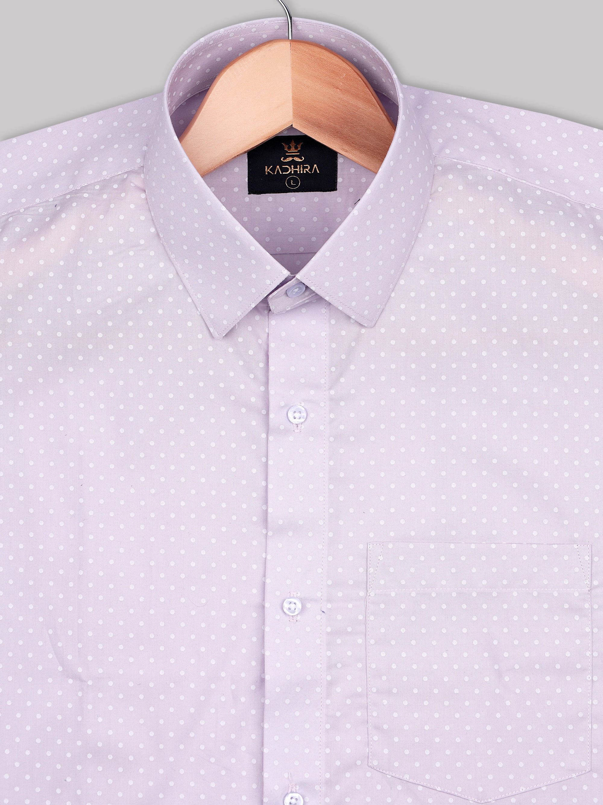 Cream Pink Dotted Swiss Printed Super Premium Cotton Shirt-[ON SALE]