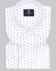 Bright  White with  Navy Ship  Printed Premium Cotton Shirt-[ONSALE]