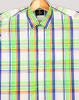 Dark Pastel Green with Blue  & Cream Plaid Check Premium Cotton Shirt