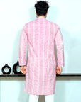 Pastel Pink With White Embroidery Premium Cotton Kurta