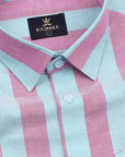 Pink Blue striped Premium Cotton Shirt-[ON SALE]
