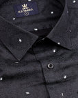 Oil Black With White Suzani Pattern Super Premium Cotton Shirt[ONSALE]
