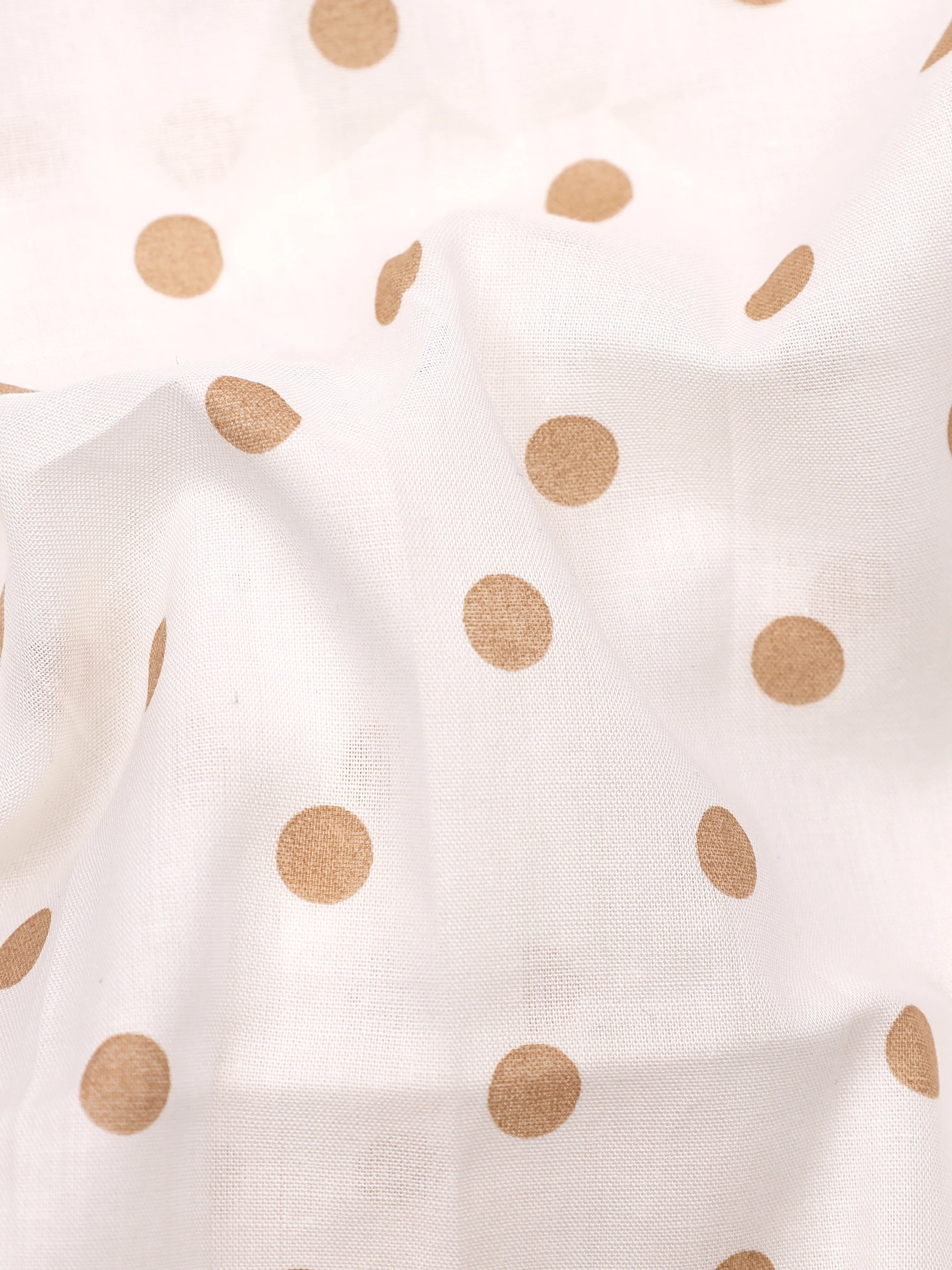 Rose White With Cream Coin Dotted  Printed  Premium Cotton Shirt-[ON SALE]