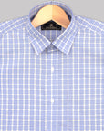 White And Blue Checkered Premium Cotton Shirt