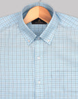 Sky Blue With Blue Plaid Checks Premium Cotton Shirt