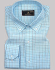 Sky Blue With Blue Plaid Checks Premium Cotton Shirt