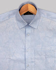 Beau Blue Paisley Pattern Printed Premium Cotton Shirt