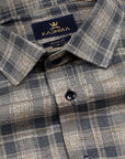 Jade Black With Meverick Brown Twill Checked Premium Cotton Shirt-[ON SALE]