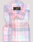 Flamingo Pink And Purple With Multicolor Plaid Premium Cotton Shirt[ONSALE]