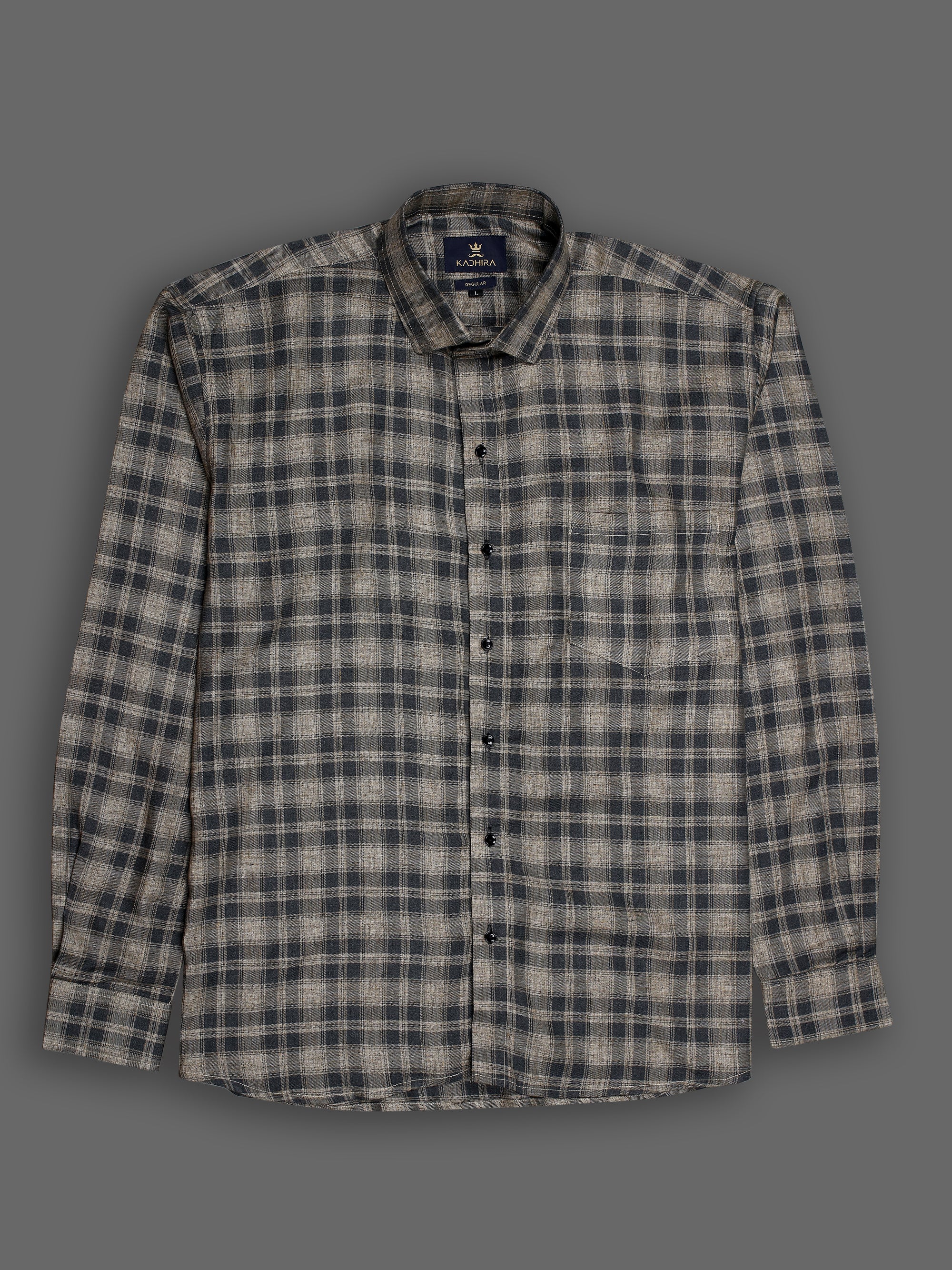 Jade Black With Meverick Brown Twill Checked Premium Cotton Shirt-[ON SALE]