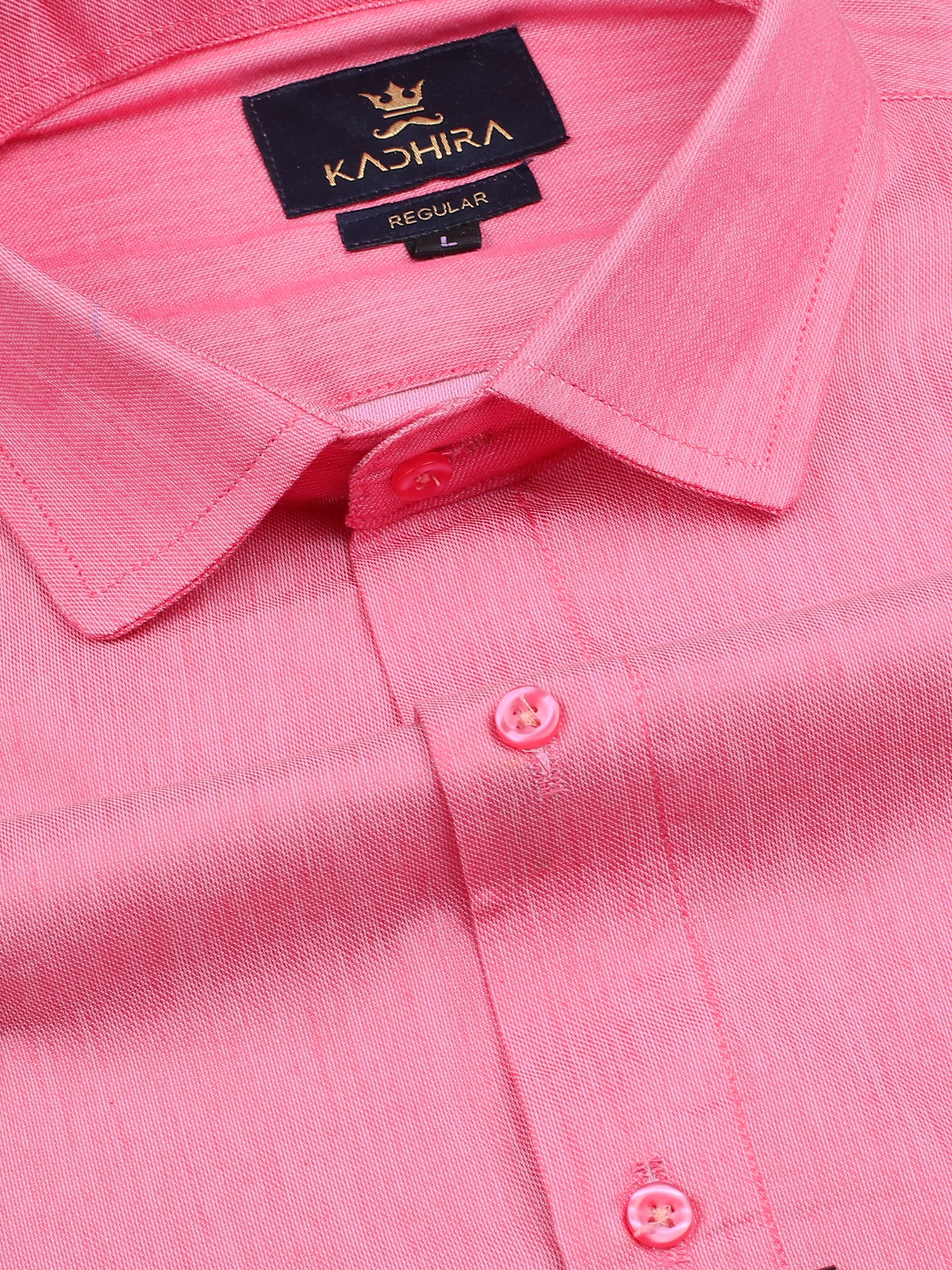 Humpton Pink Subtle Sheen Super Premium Cotton Shirt-[ON SALE]
