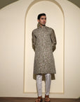 Pale Oyster With Flower Embroidery - Zari Work Premium Viscose Kurta Set