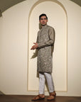 Pale Oyster With Flower Embroidery - Zari Work Premium Viscose Kurta Set