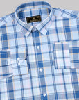 Mid Blue With Cloudy Blue-Orange Plaid Premium Cotton Shirt[ONSALE]