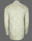 Cornsilk Cream With Multi- Textured Printed Super Luxurious Cotton Shirt-[ONSALE]