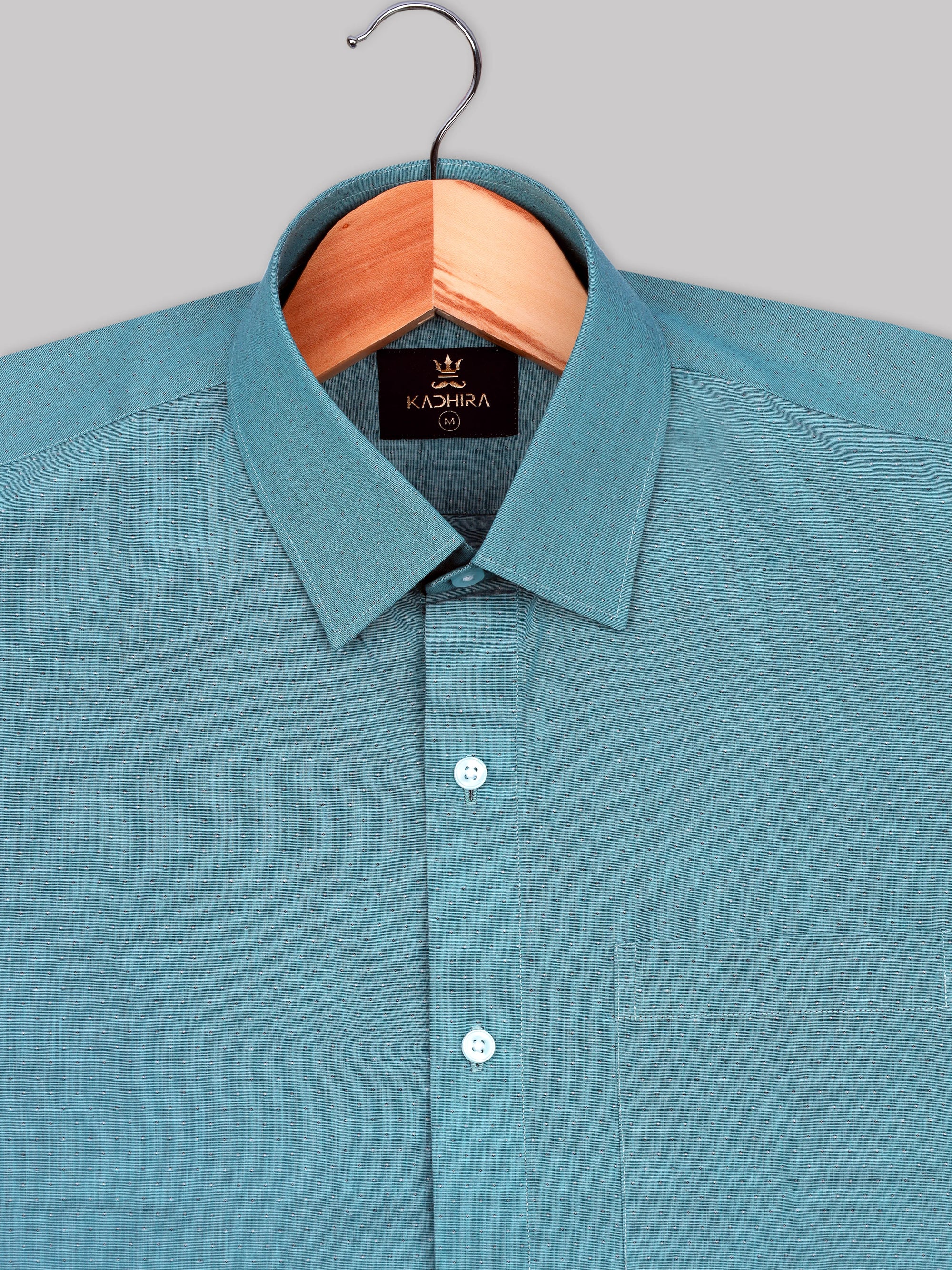 Columbia Blue Solid Super Premium Cotton Shirt-[ONSALE]