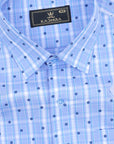 Pastel Blue With White-Lapis Blue Flower Plaid Premium Cotton Shirt