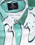 Soft White With Green Rock Pattern Super Cotton Shirt