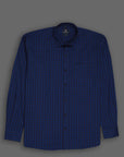 Prussian Blue With Black Checkered Premium Cotton Shirt