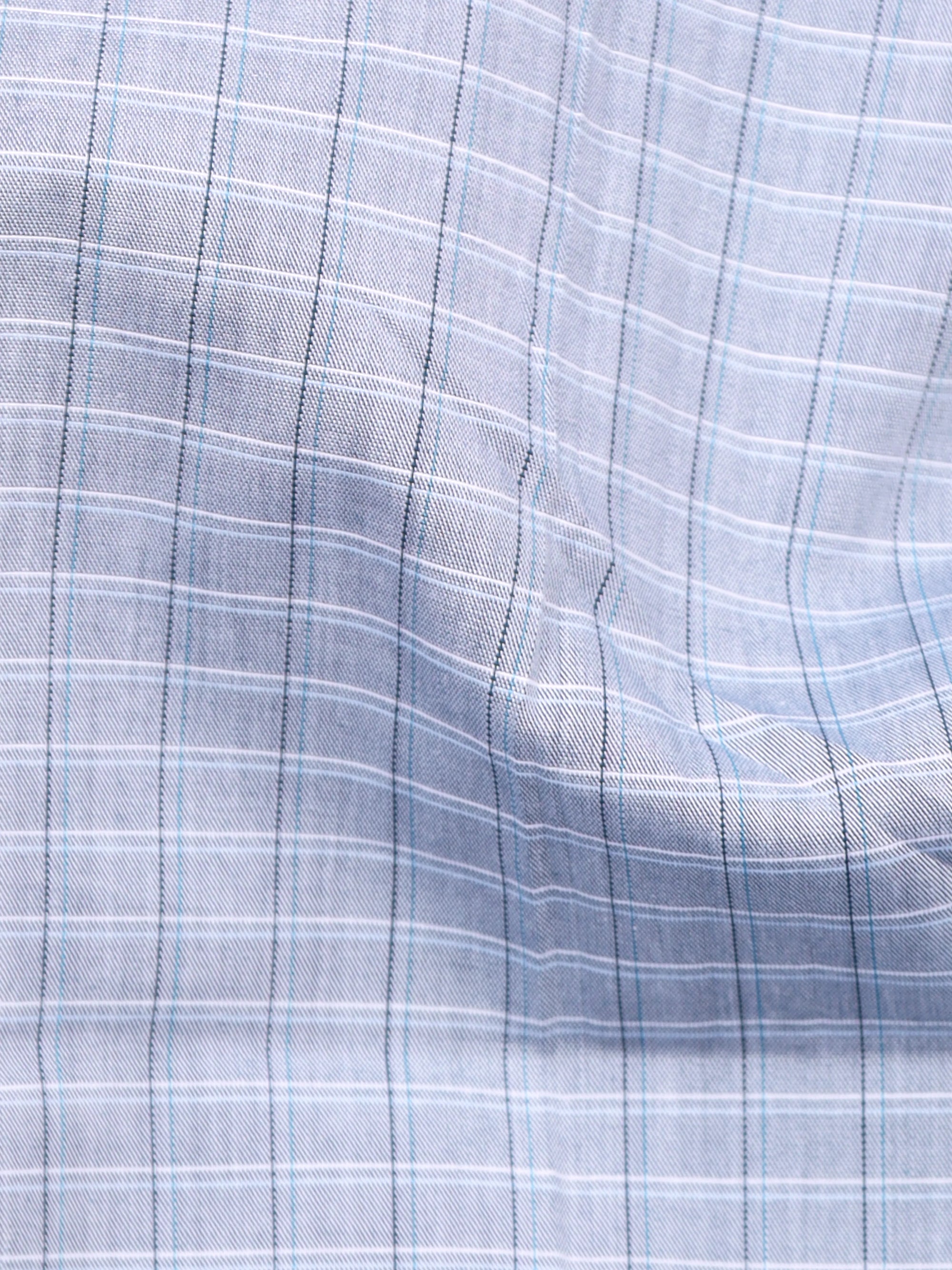 Light Gray With Black-Blue Dupplin checks Cotton Shirt
