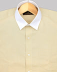 Bright Cream With White Collar Premium Cotton Shirt