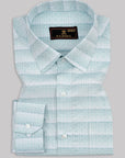 Aero Blue With Square Patterns Jacquard Premium Cotton Shirt