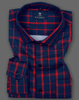 Midnight blue With Red Checkered Premium Cotton Shirt-[ON SALE]