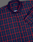 Midnight blue With Red Checkered Premium Cotton Shirt-[ON SALE]