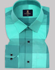 Dark Spring Green With Bright Mint Buffalo checks Premium Cotton Shirt