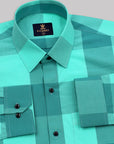 Dark Spring Green With Bright Mint Buffalo checks Premium Cotton Shirt
