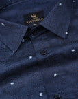 Rhino Blue Paisley Printed With Teal Blue Patch Work Premium Cotton Shirt-[ON SALE]