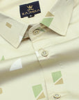 Cornsilk Cream With Multi- Textured Printed Super Luxurious Cotton Shirt-[ONSALE]