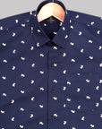 Astros Navy With White Dog Printed Premium Cotton Shirt