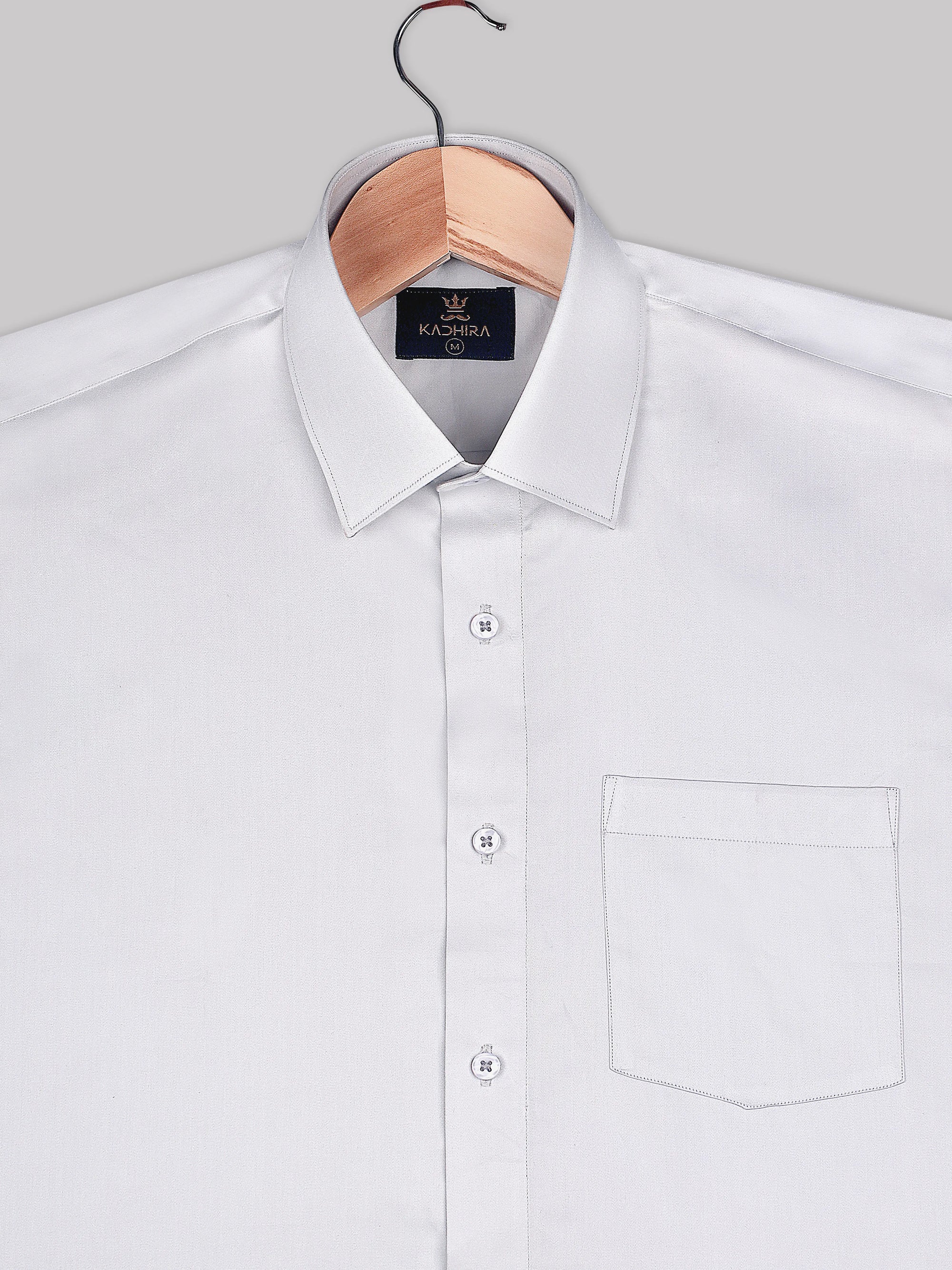 Smoke White Subtle Sheen Super Soft Premium Satin Cotton Shirt