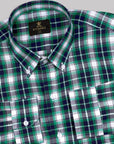 Persian Green With Blue-White Checkered Oxford Cotton Shirt