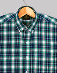 Persian Green With Blue-White Checkered Oxford Cotton Shirt